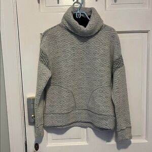 Prana Textured Gray Cowl Neck Sweater